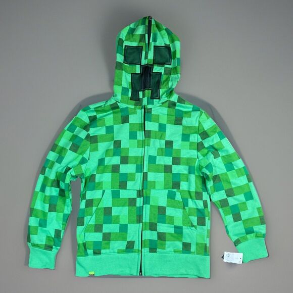 Mad Engine Minecraft Creeper Full Zip Mask Hoodie Jacket Costume Youth M - Picture 1 of 9
